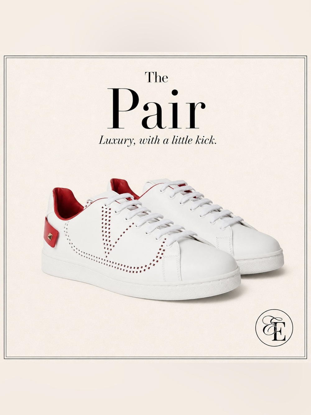 Valentino Garavani Backnet VLogo Rockstud White Leather Sneakers, Fits 7.5